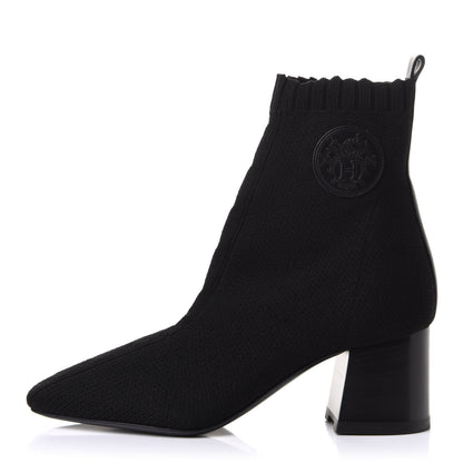Hermes Knit Calfskin Volver Ankle Boots 37.5 Black 1 of 9
