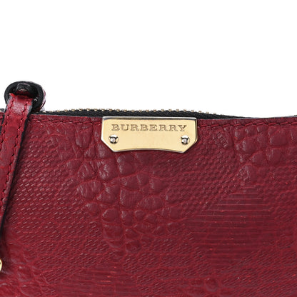 Burberry Signature Grain Calfskin Check Embossed Peyton Crossbody Clutch Bag Military Red 8 of 11