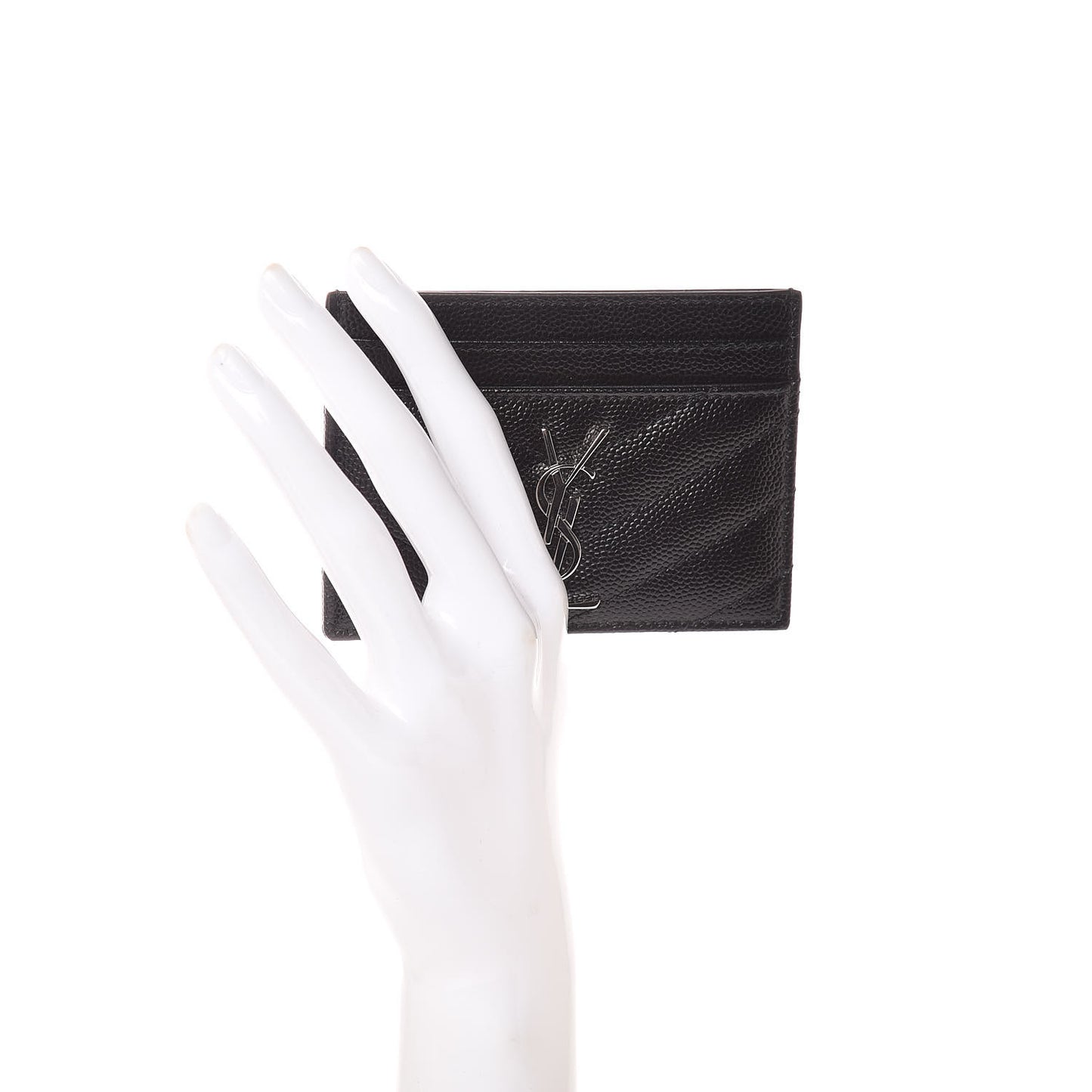 Grain De Poudre Matelasse Chevron Monogram Credit Card Case Black