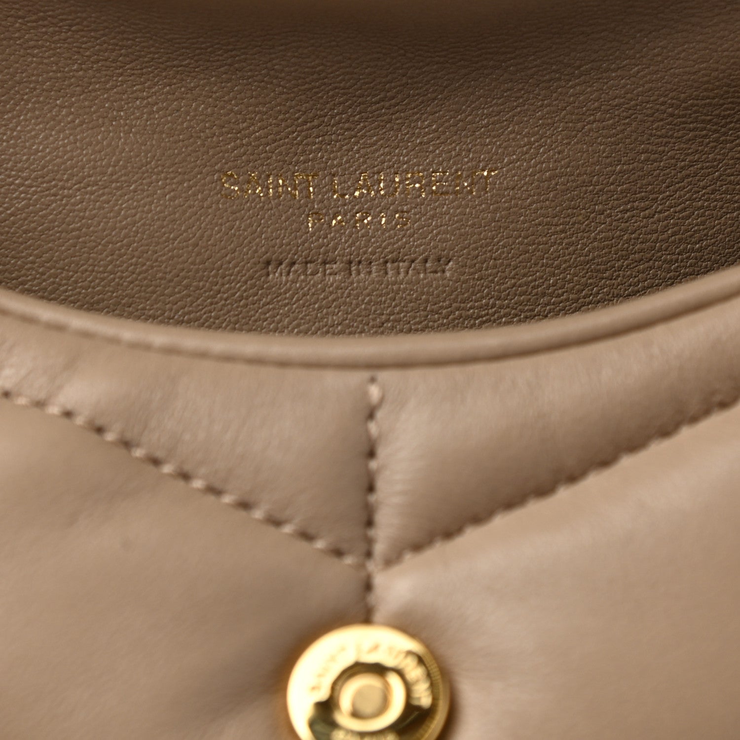 Saint Laurent Lambskin Monogram Loulou Puffer Pouch Clutch Dark Beige 8 of 11