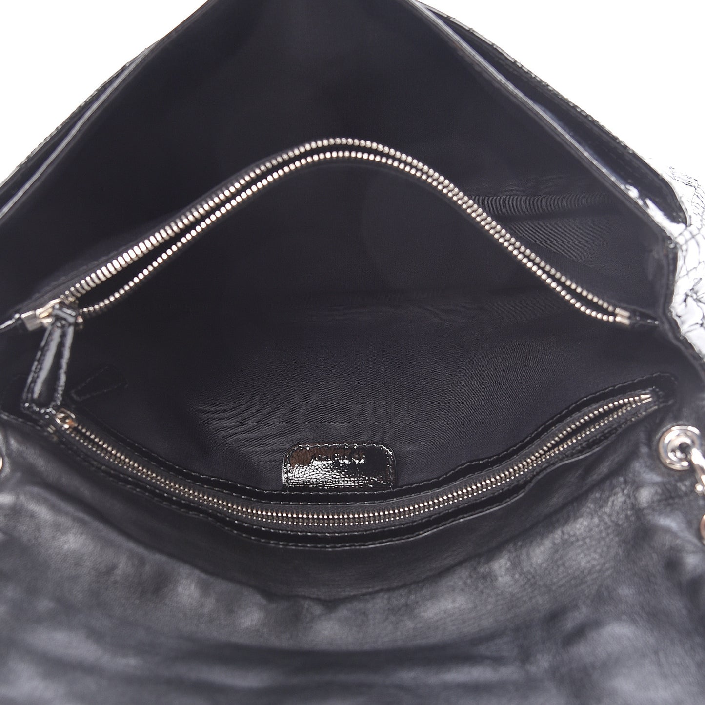Patent Lambskin Cannage Rendezvous Flap Black