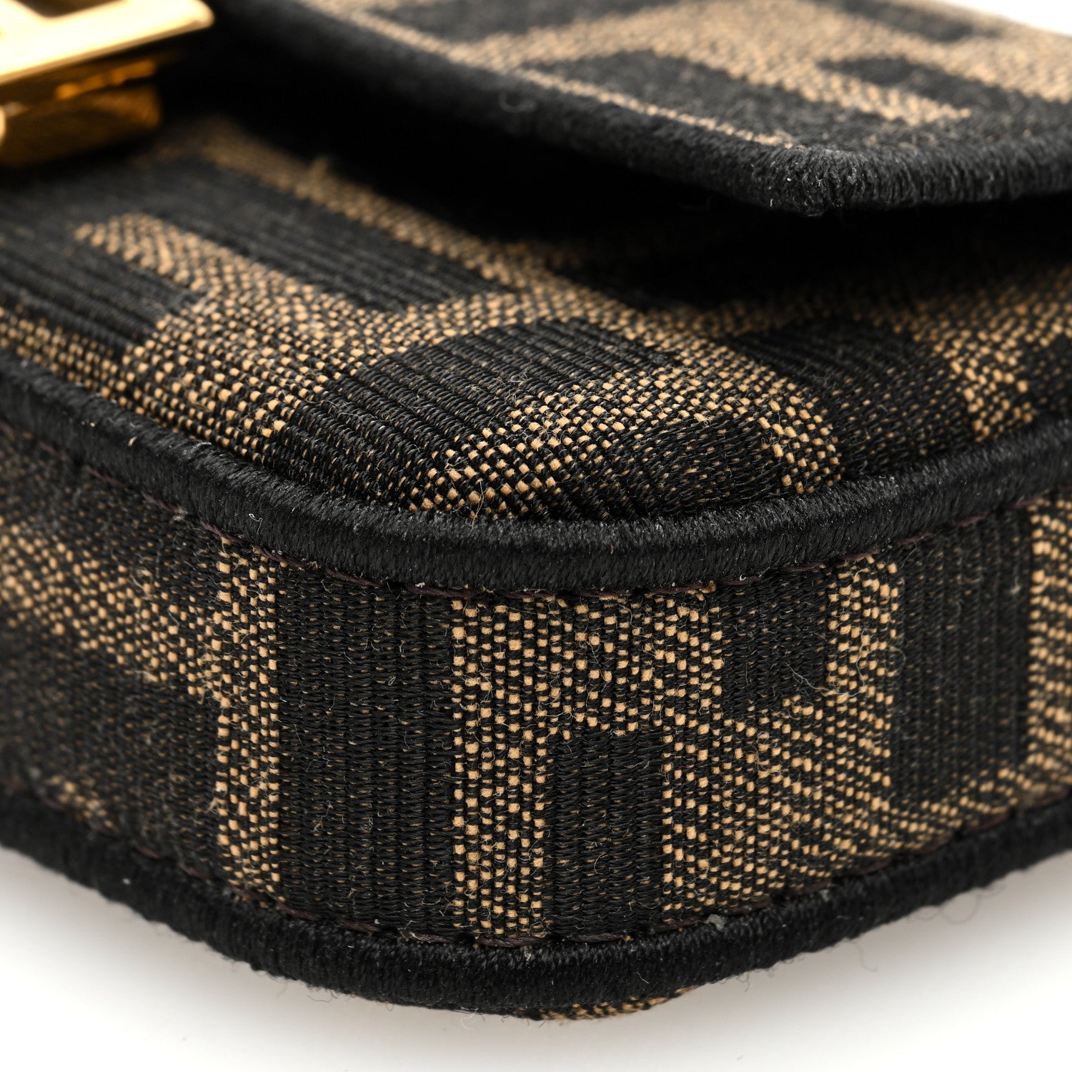 Fendi Fabric Jacquard FF 1974 Nano Baguette Charm Tobacco Moro Black 8 of 9