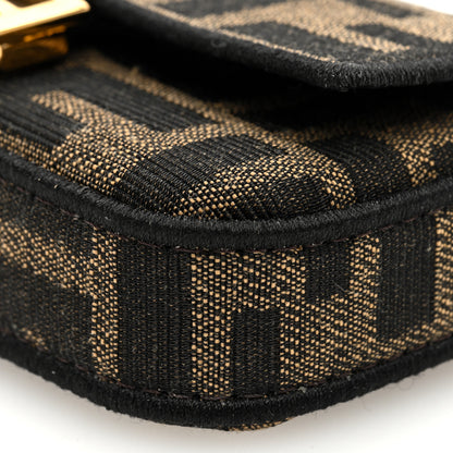 Fendi Fabric Jacquard FF 1974 Nano Baguette Charm Tobacco Moro Black 8 of 9