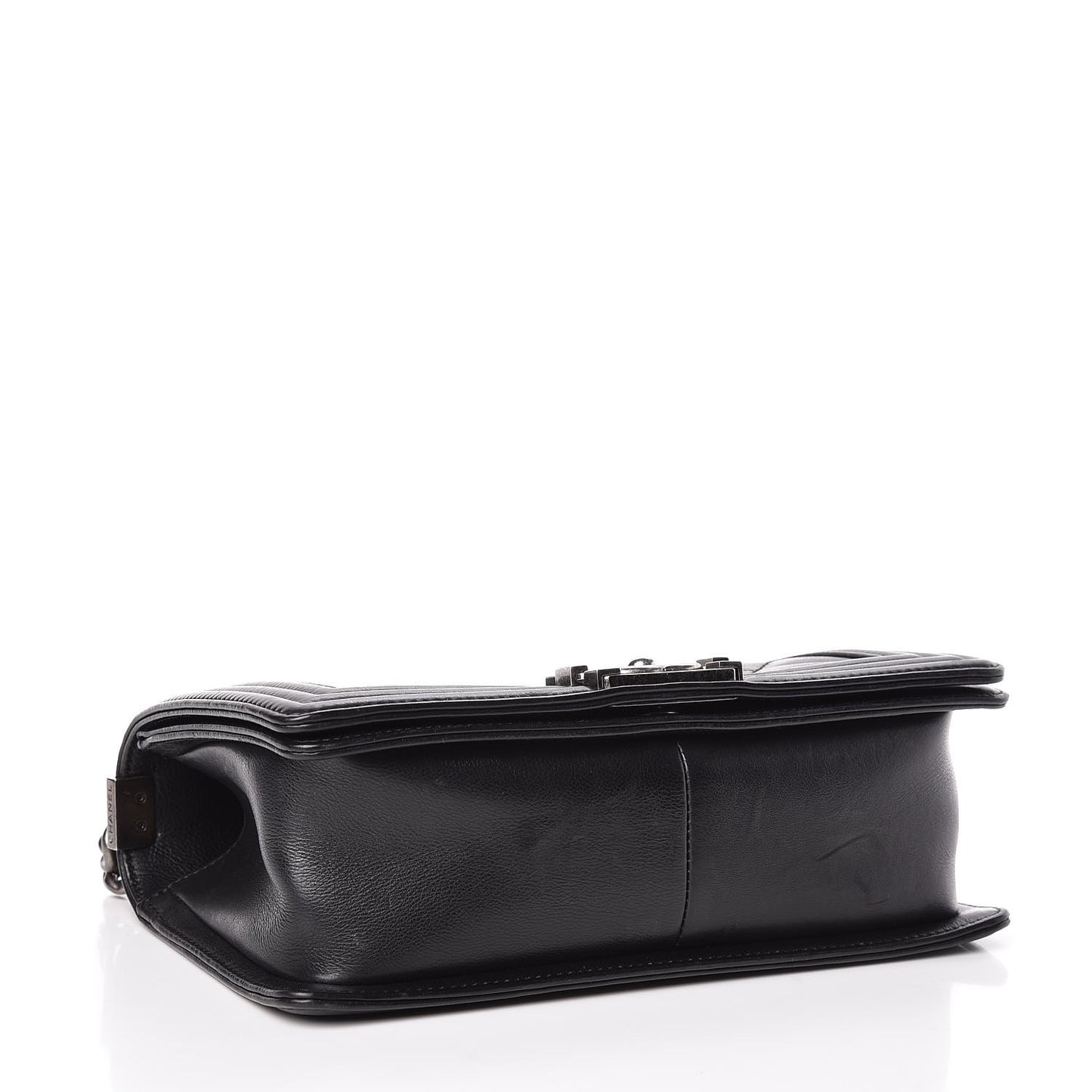 Calfskin Double Stitch Medium Boy Flap Black