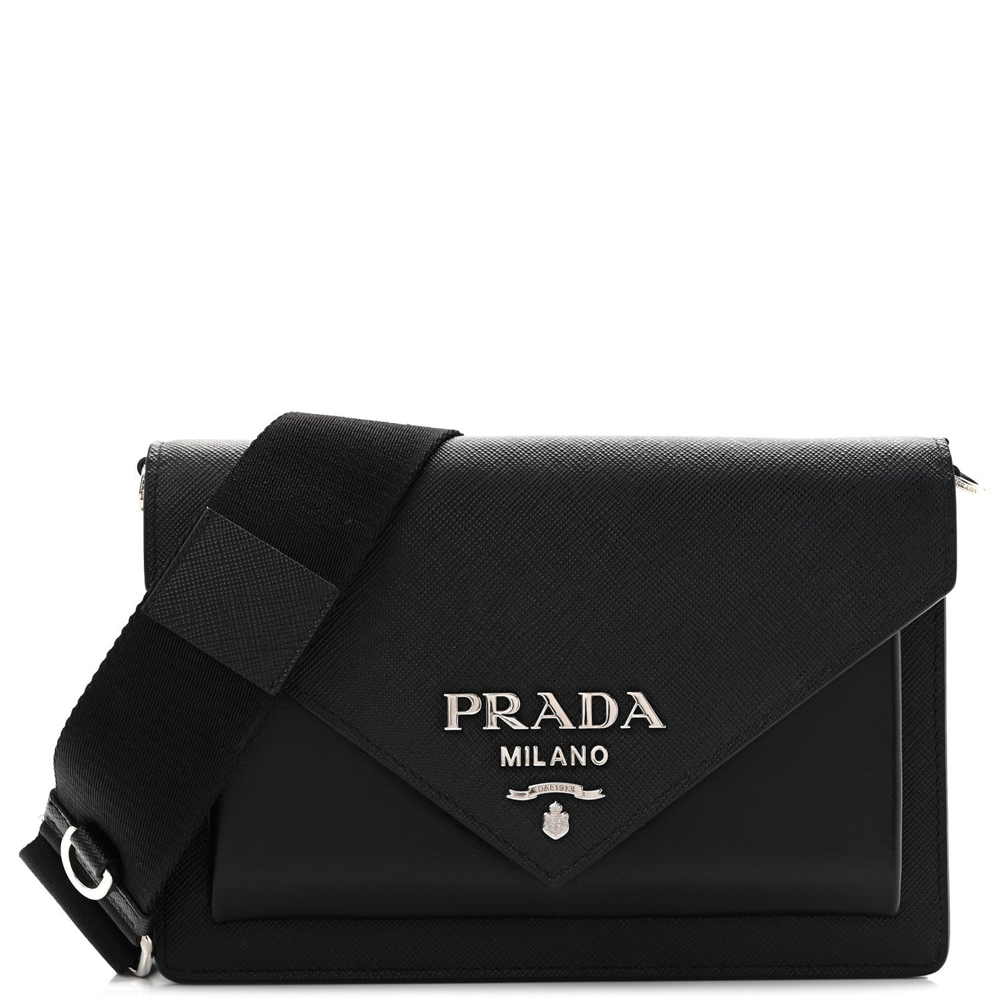 Saffiano City Calf Mini Envelope Bag Black