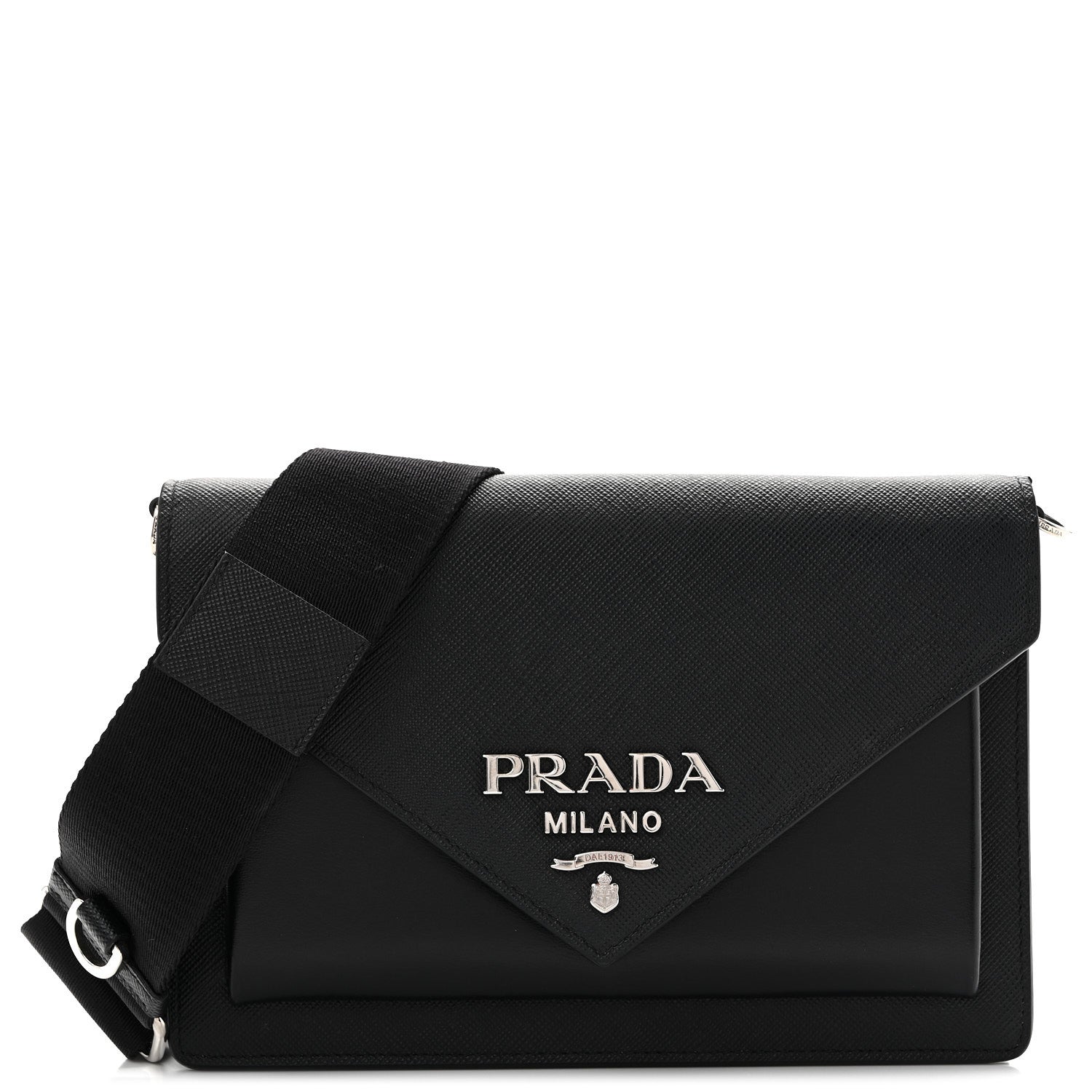 Prada Saffiano City Calf Mini Envelope Bag Black 1 of 12