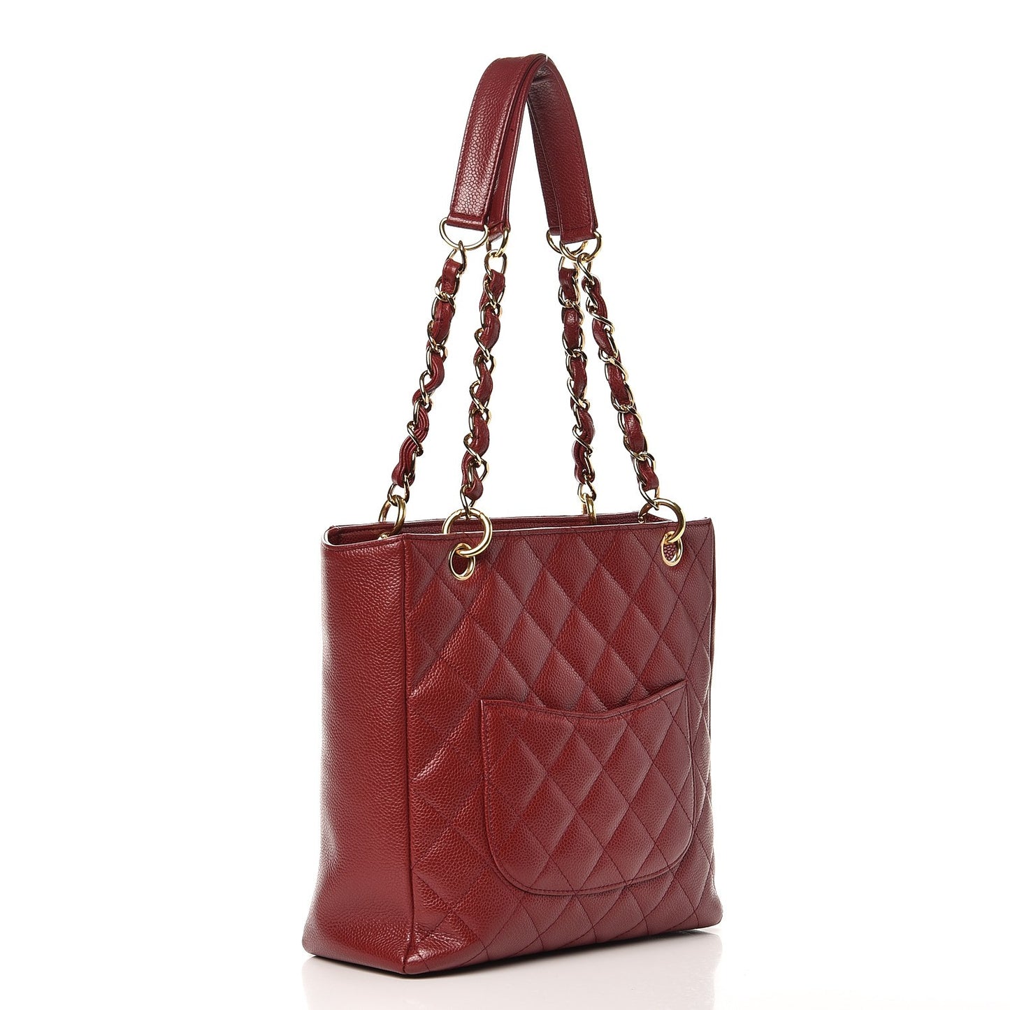 Caviar Quilted Petit Shopping Tote PST Dark Red