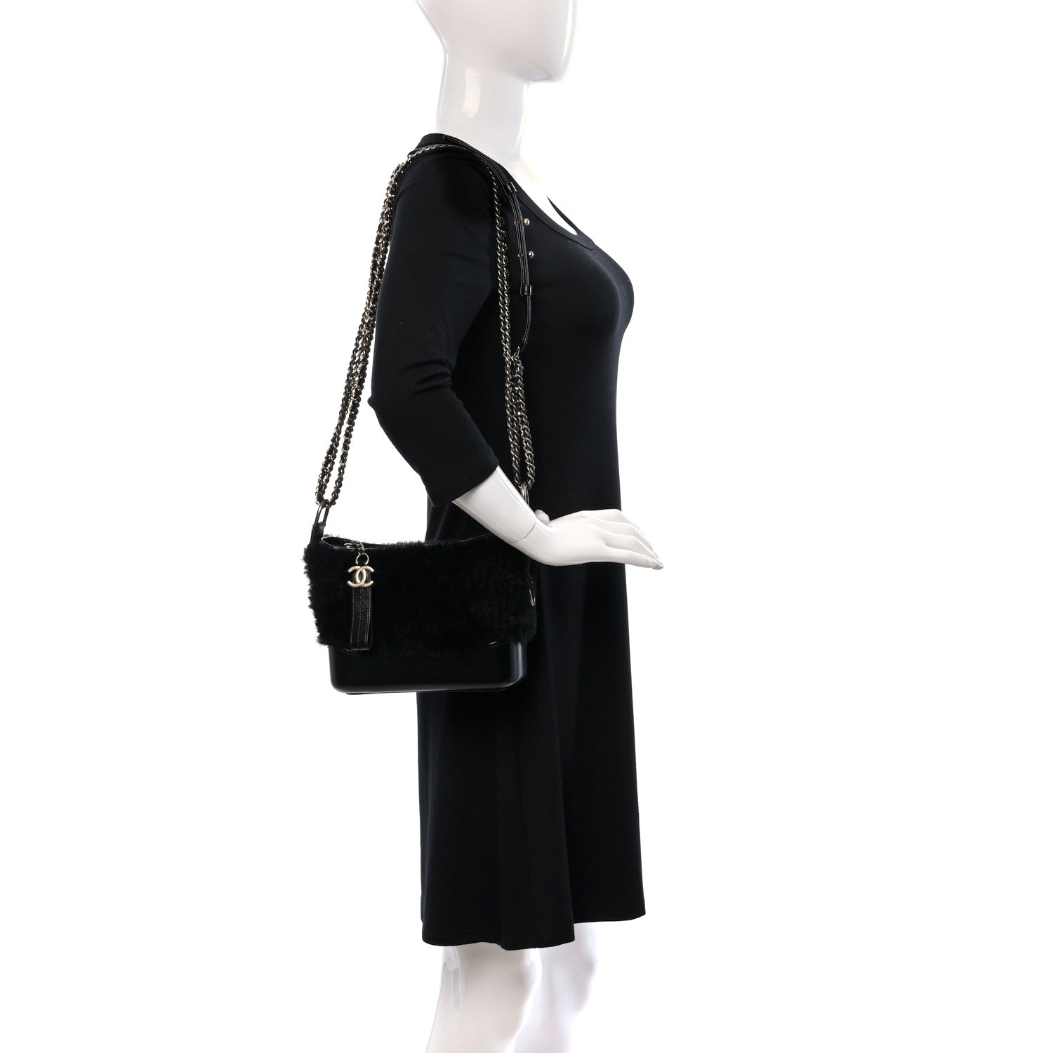 Chanel Shearling Small Gabrielle Hobo Black 2 of 10