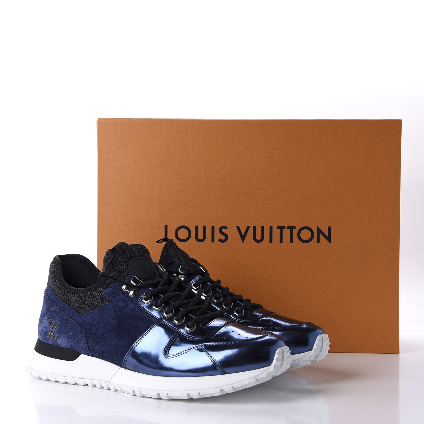 Metallic Patent Suede Run Away Sneakers 8 Marine