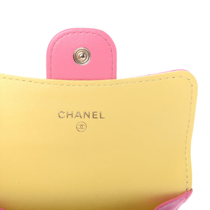 Chanel Lambskin Quilted Flap Card Holder Wallet Pink Yellow 6 of 10