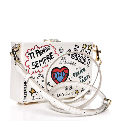 Dolce & Gabbana Acrylic Graffiti Printed Box Crossbody Bag White 3 of 9