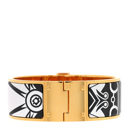 Hermes Enamel Printed Charniere Wide Hinged Bracelet S 3 of 5