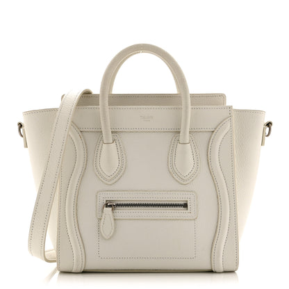 Celine Drummed Calfskin Nano Luggage White 1 of 11