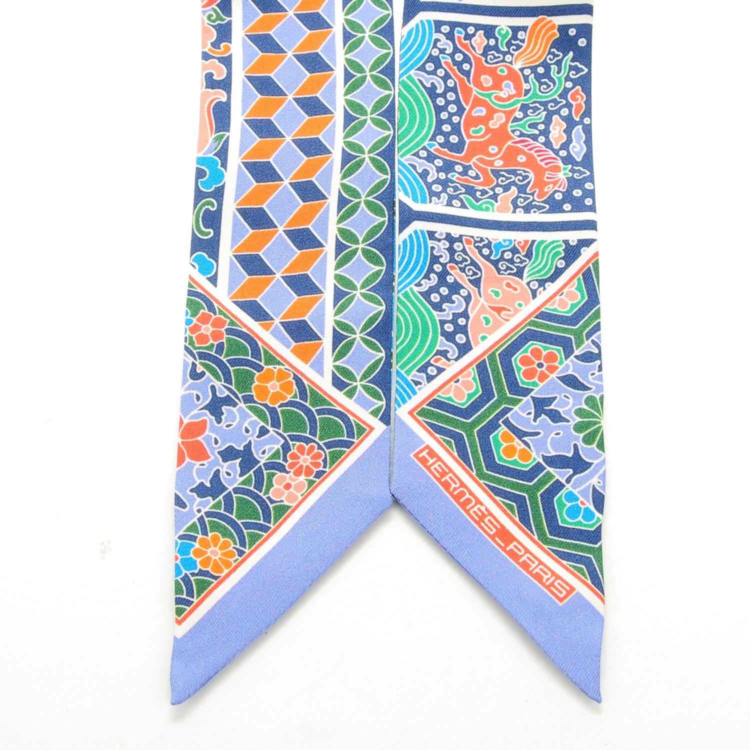 Hermes Silk Collections Imperiales Twilly Lavande Bleu Orange 3 of 5