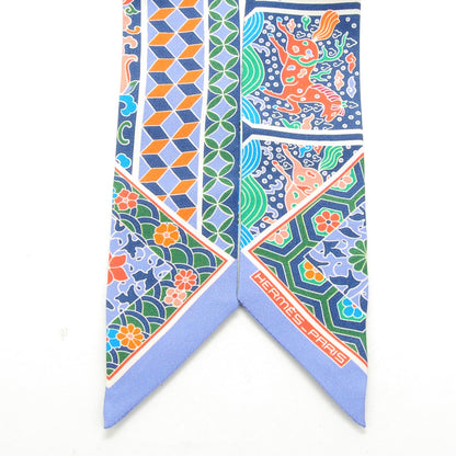 Hermes Silk Collections Imperiales Twilly Lavande Bleu Orange 3 of 5
