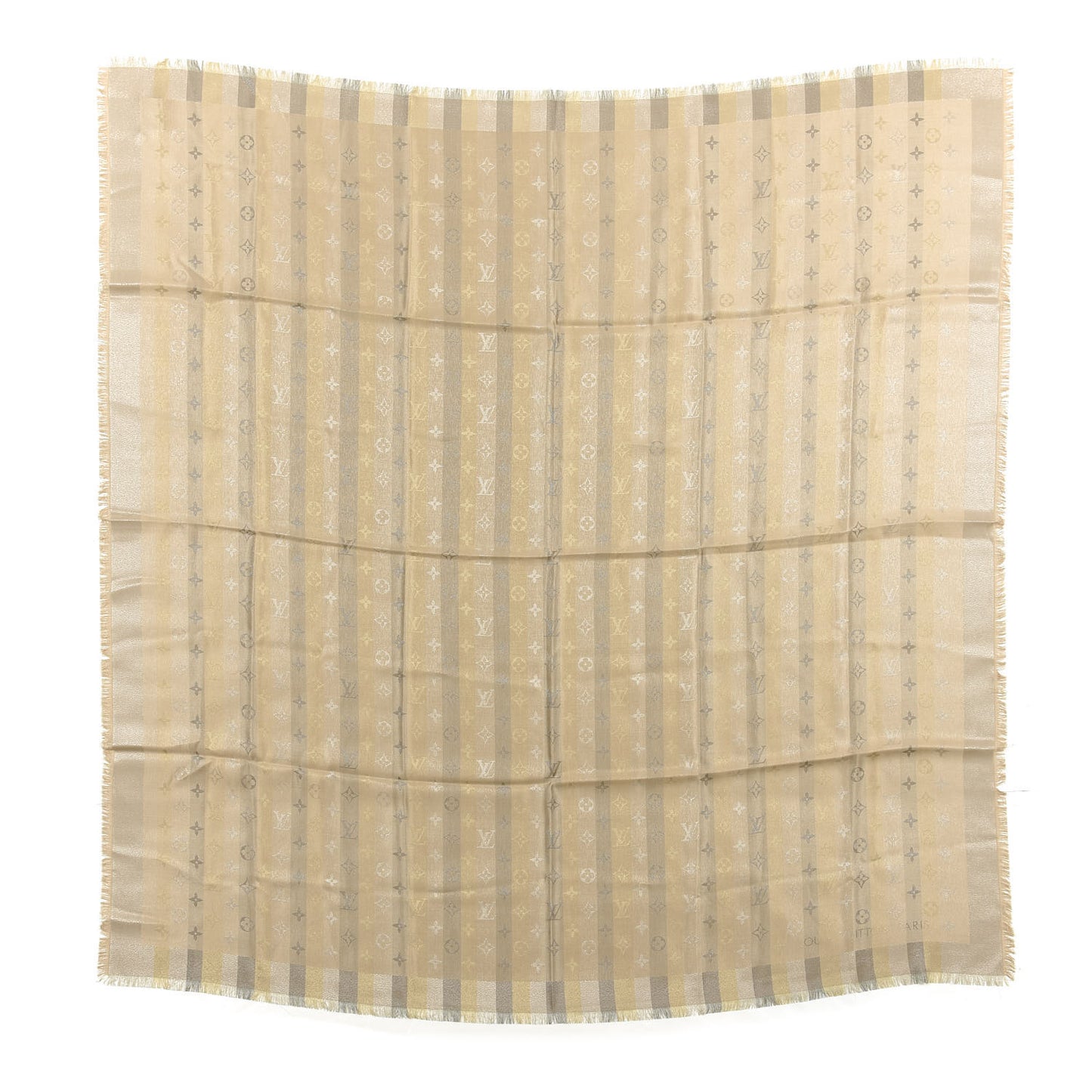 Silk Lurex Wool So Shine Monogram Shawl Beige