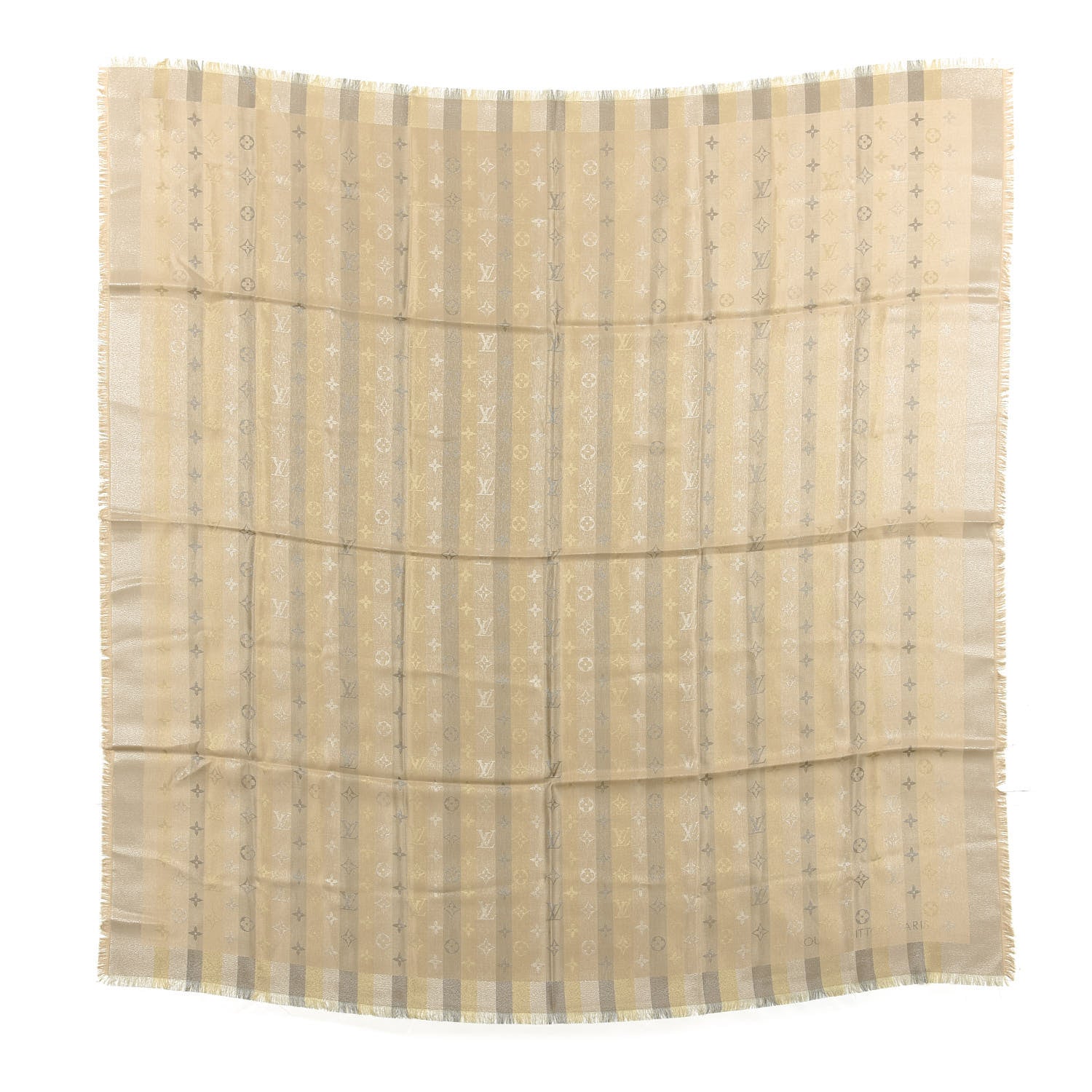 Louis Vuitton Silk Lurex Wool So Shine Monogram Shawl Beige 1 of 5