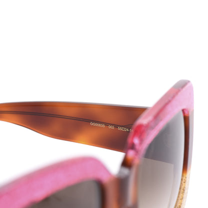 Gucci Acetate Square Frame Sunglasses GG0083S Glitter Pink Multi 5 of 6