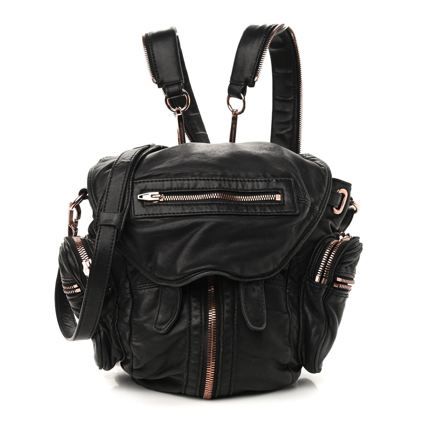 Lambskin Marti Backpack Washed Black Rose Gold Hardware