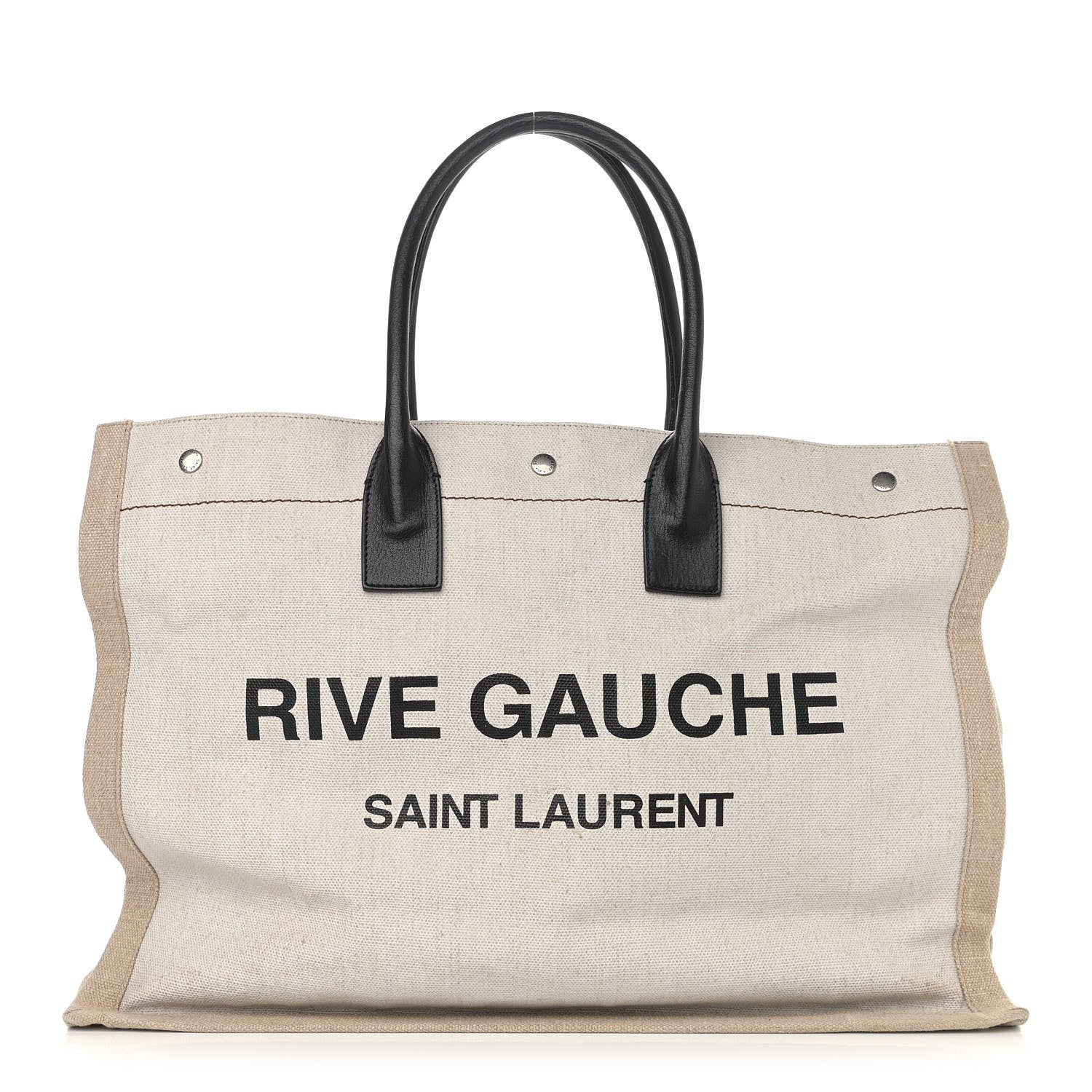 Saint Laurent Linen Calfskin Rive Gauche Tote Optic White 1 of 12