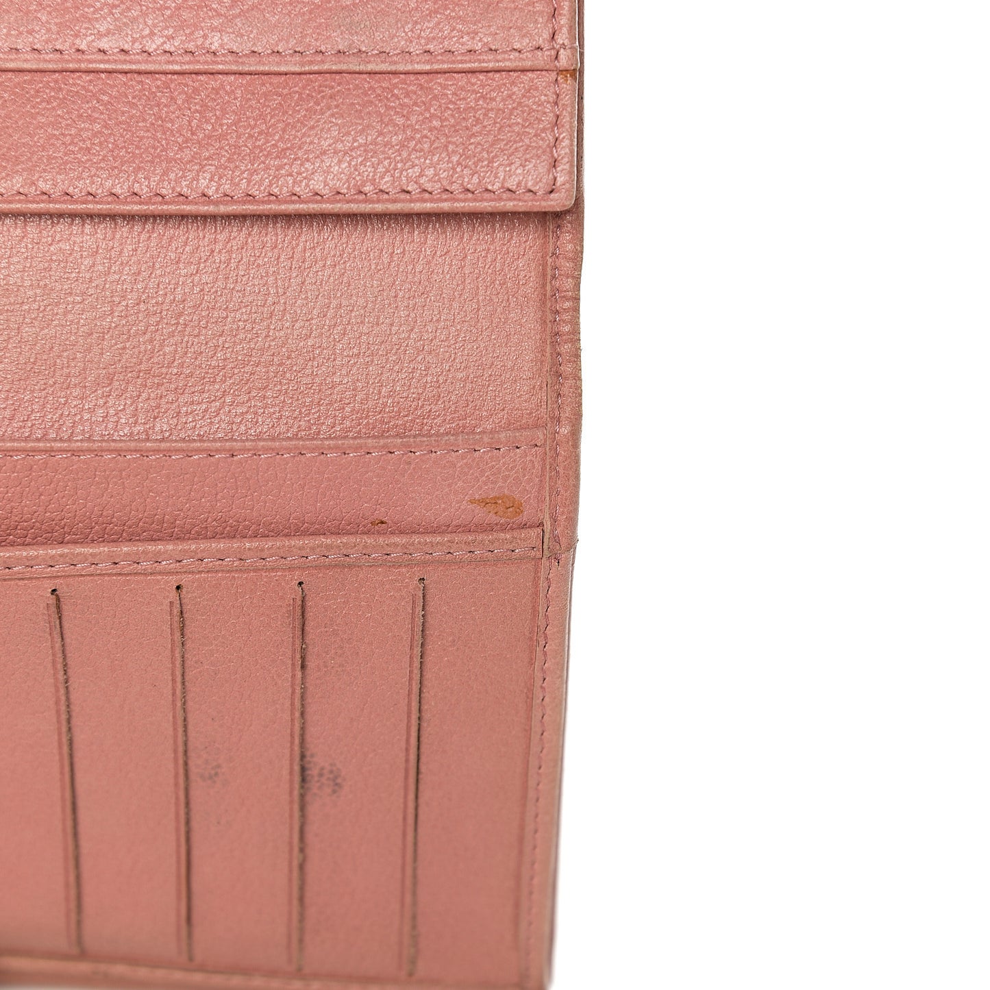 Goatskin Camellia Embossed Flap Wallet Pink