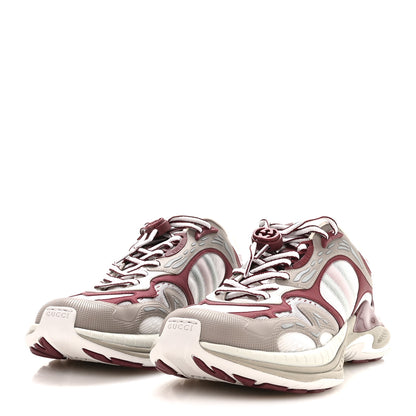 Gucci Calfskin Mesh Web Womens 2.0 Sneakers 9 Gray Rosso Ancora 4 of 9