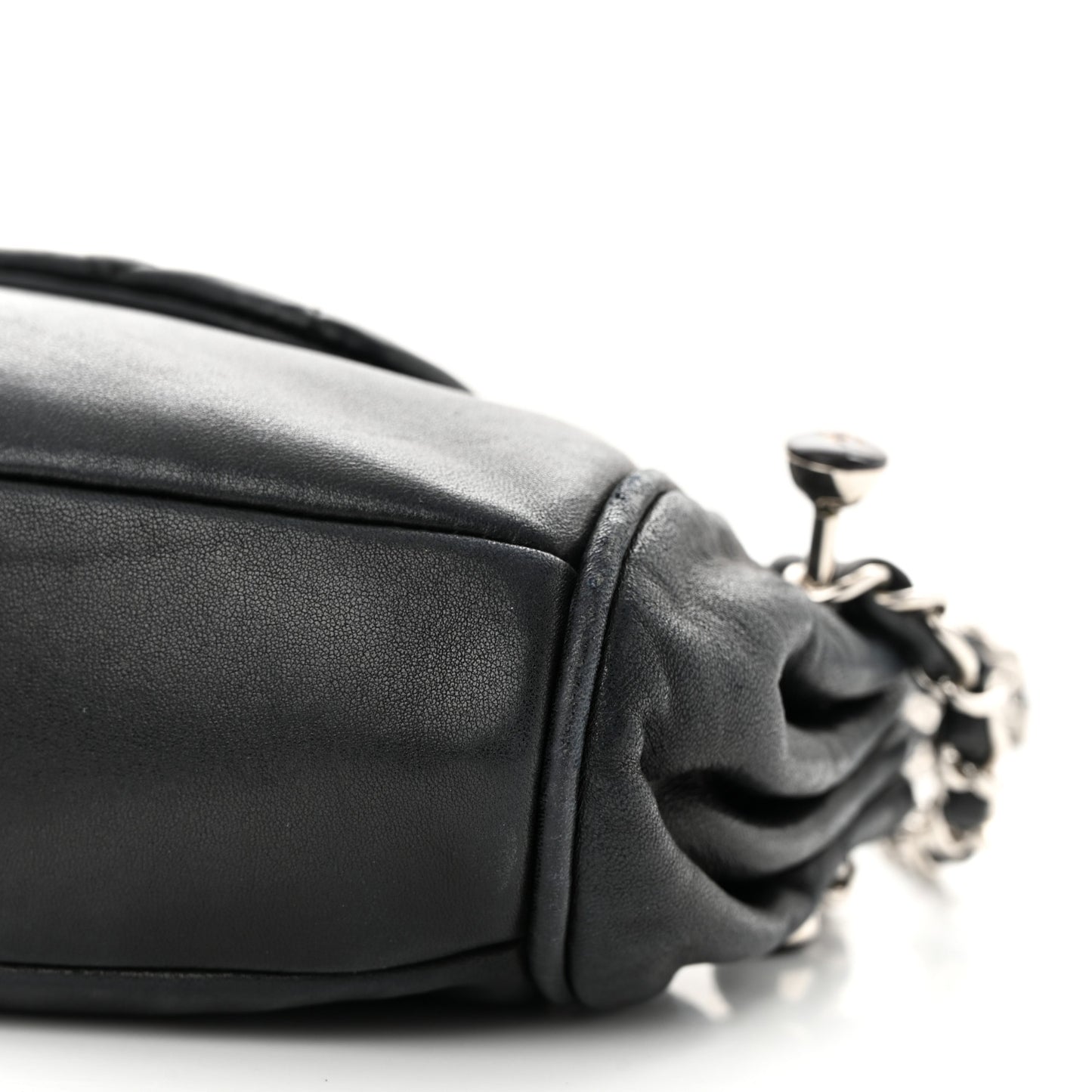 Lambskin Quilted CC Accordion Shoulder Bag Black