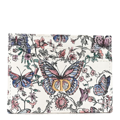 Christian Dior Calfskin Butterfly Printed Caro Five-Slot Card Holder White Multicolor 1 of 7