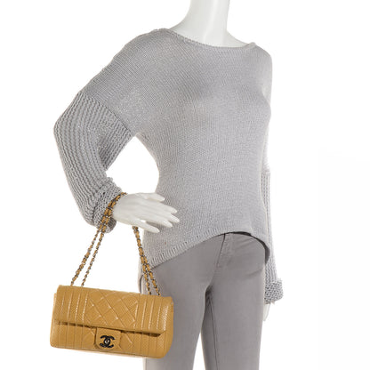 Chanel Aged Calfskin Perforated East West Flap Yellow 2 of 9