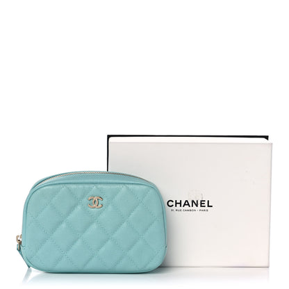 Chanel Caviar Quilted Small Curvy Pouch Cosmetic Case Light Blue 11 of 11