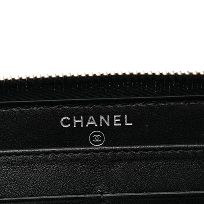 Chanel Canvas Studded CC Gusset Zip Around Wallet Black 6 of 12