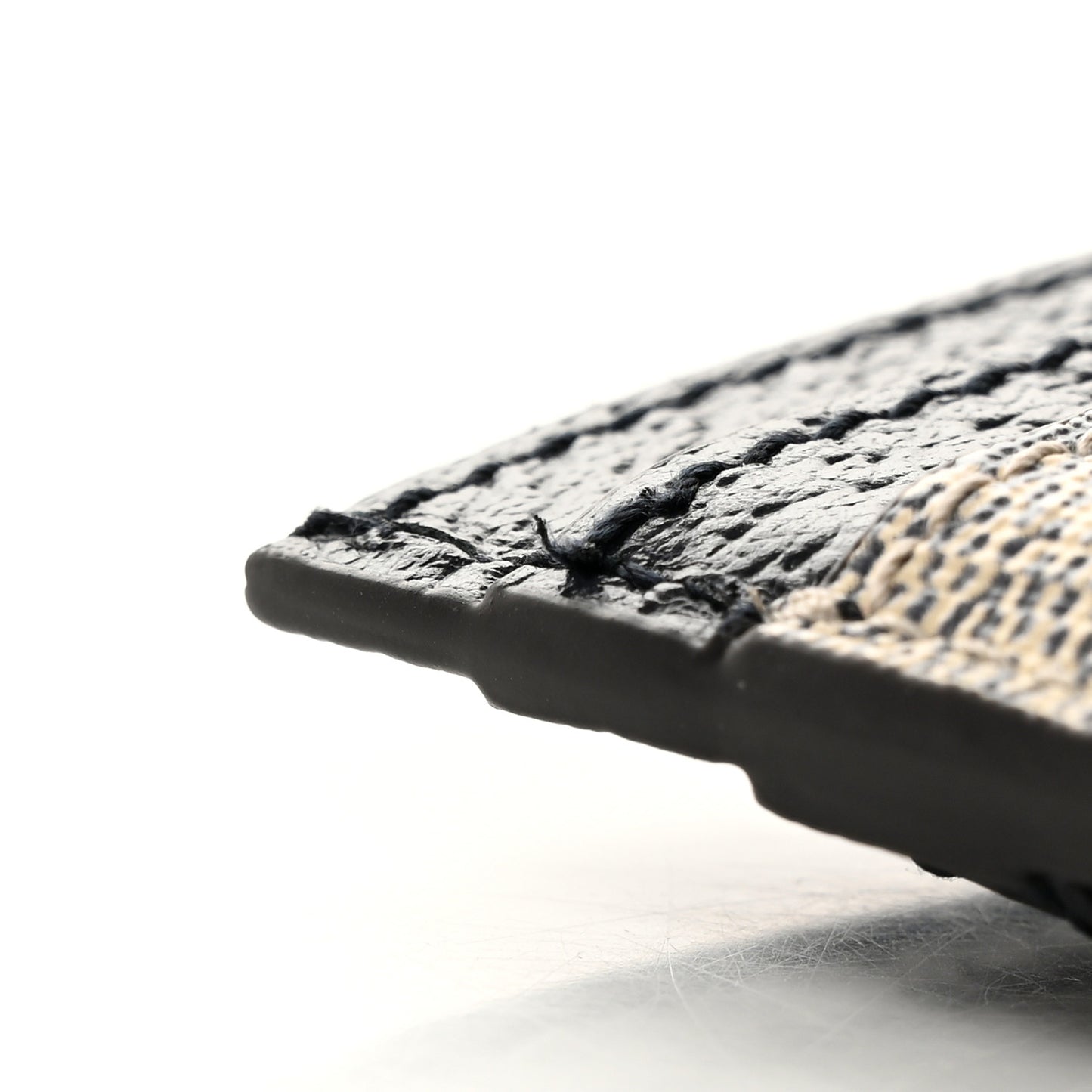 GG Supreme Monogram Textured Dollar Calfskin Web Ophidia Card Holder Beige Blue