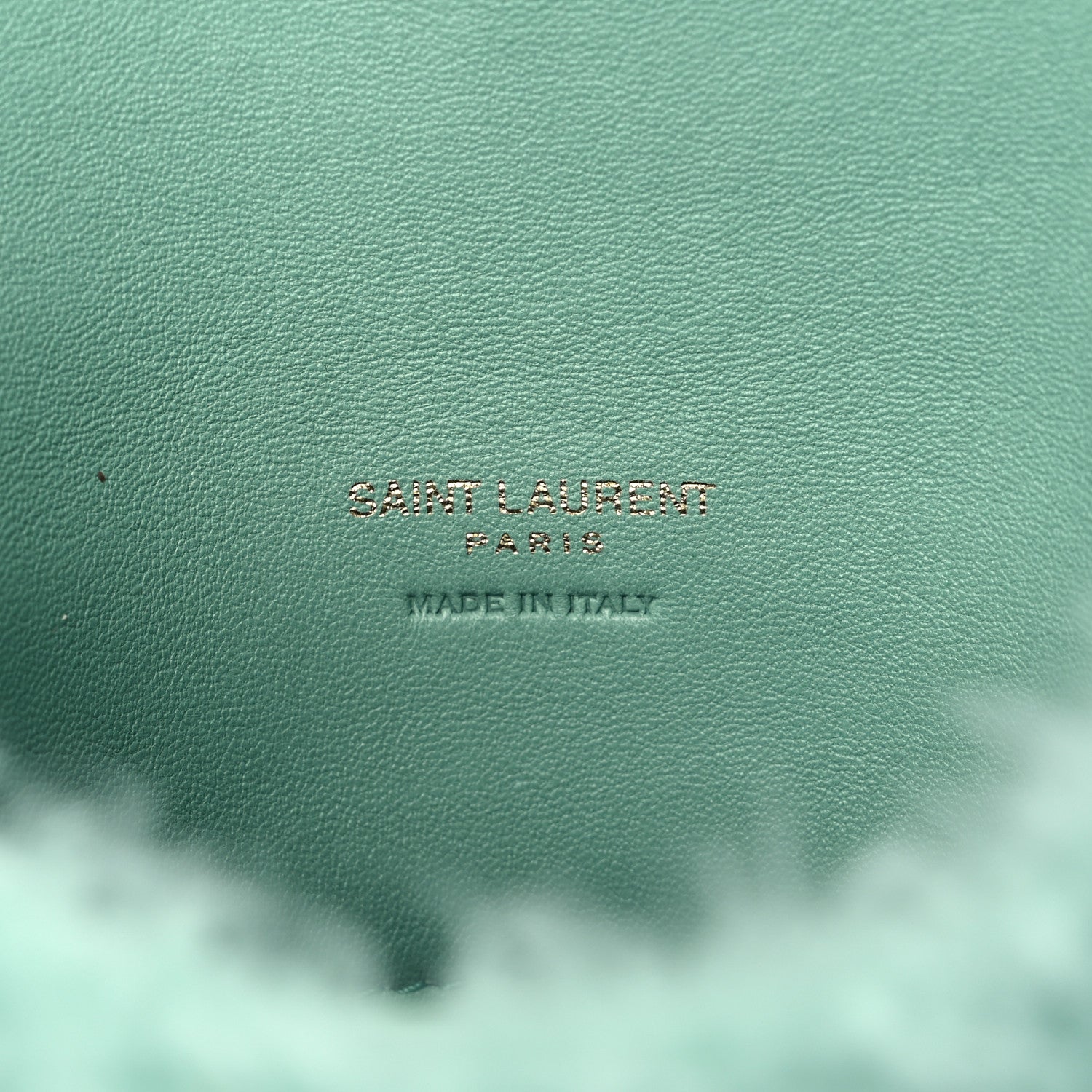 Saint Laurent Shearling Quilted Monogram Loulou Puffer Pouch Clutch Iced Mint 8 of 11