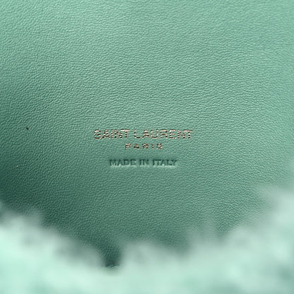 Saint Laurent Shearling Quilted Monogram Loulou Puffer Pouch Clutch Iced Mint 8 of 11