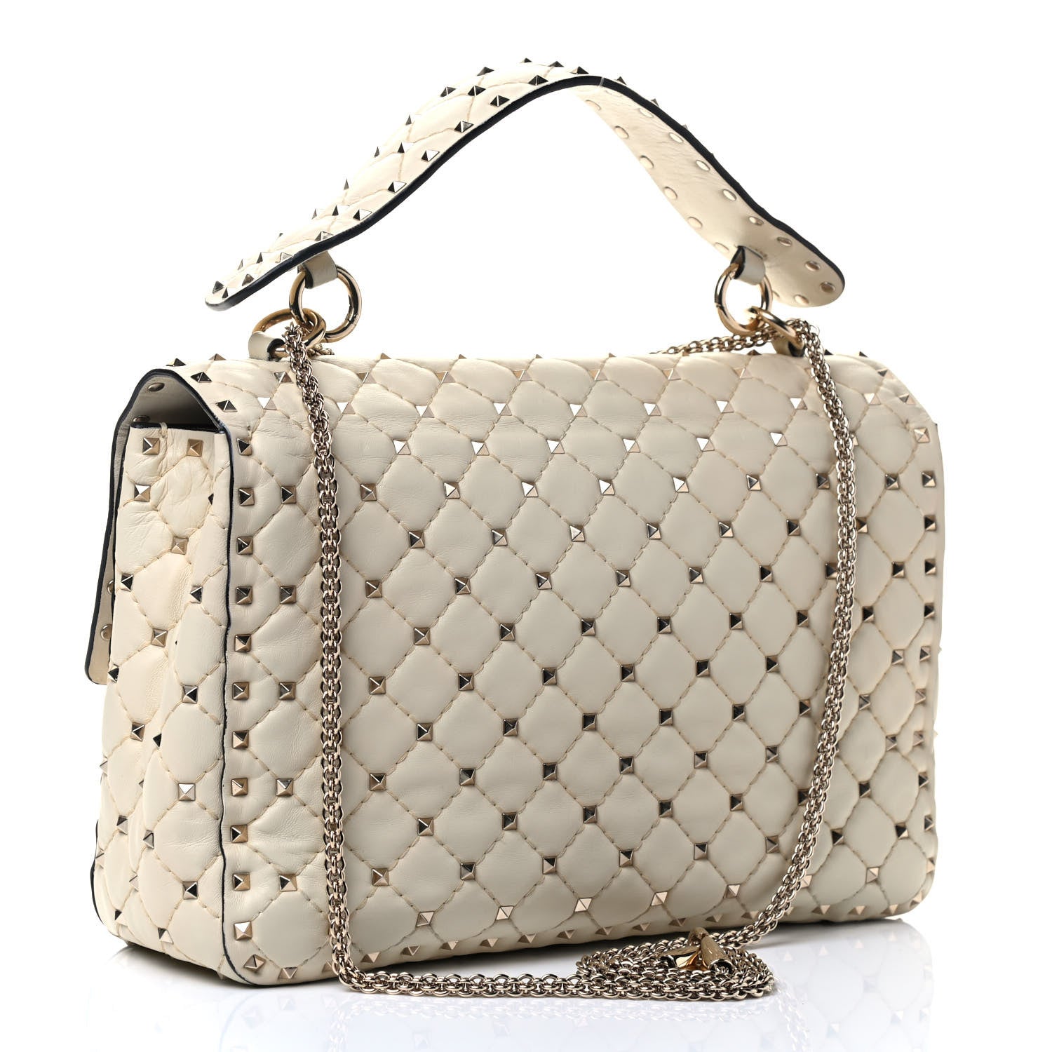 Valentino Garavani Nappa Large Rockstud Spike Shoulder Bag Light Ivory 4 of 8
