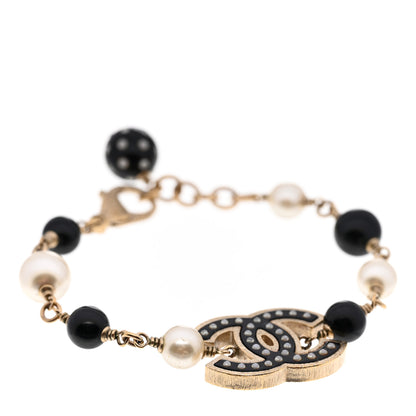 Chanel Resin Pearl Beaded CC Bracelet Gold 1 of 6