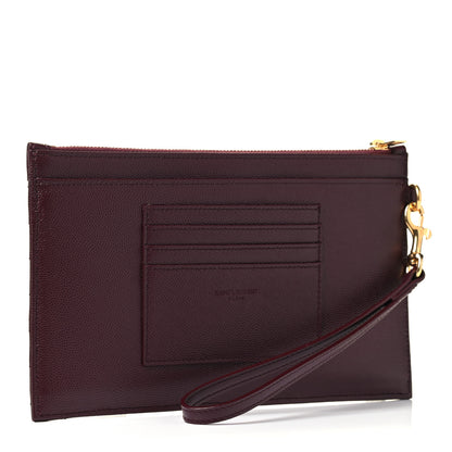Saint Laurent Grain De Poudre Chevron Monogram Large Bill Pouch Rouge Legion 3 of 5