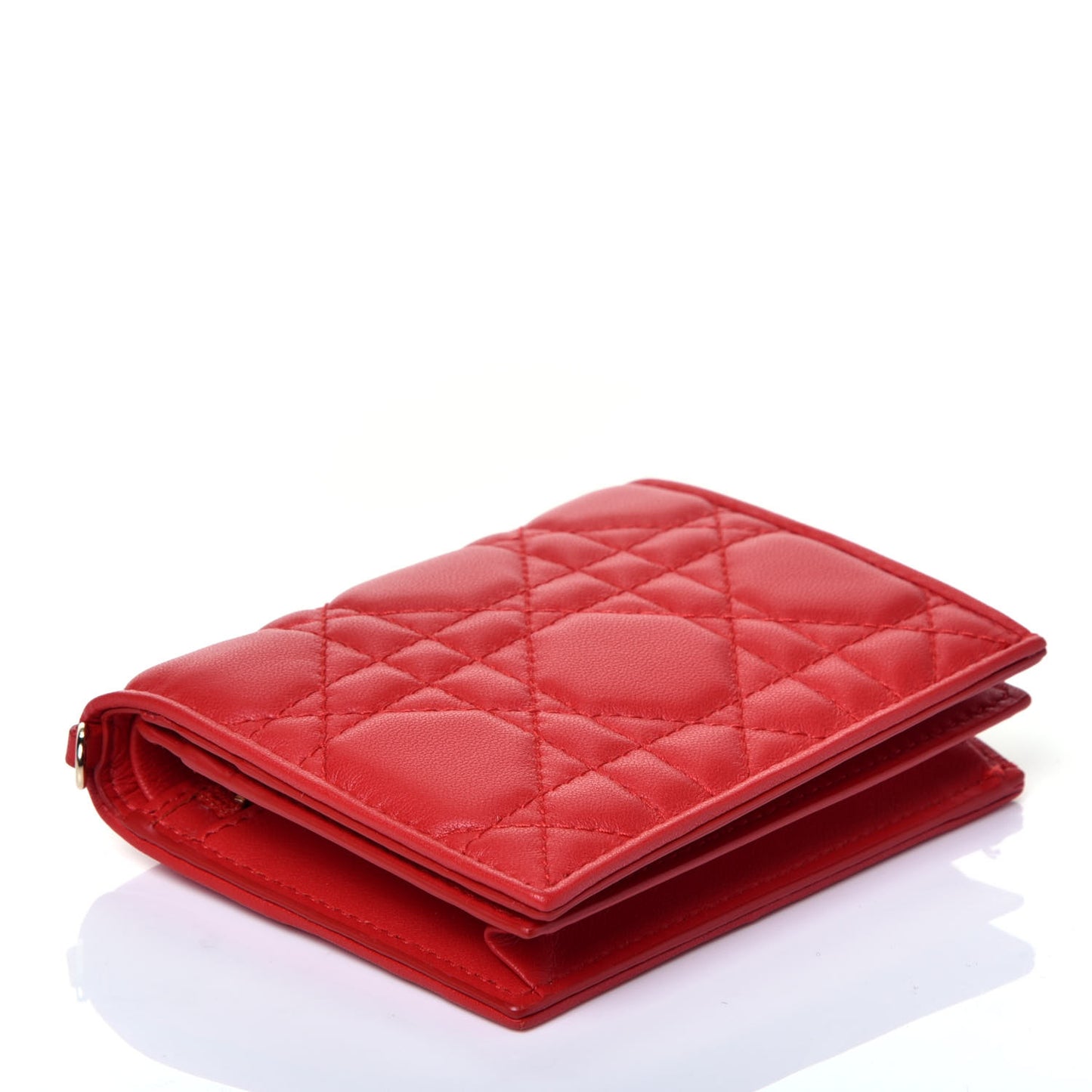Lambskin Cannage Mini Lady Dior Wallet Red
