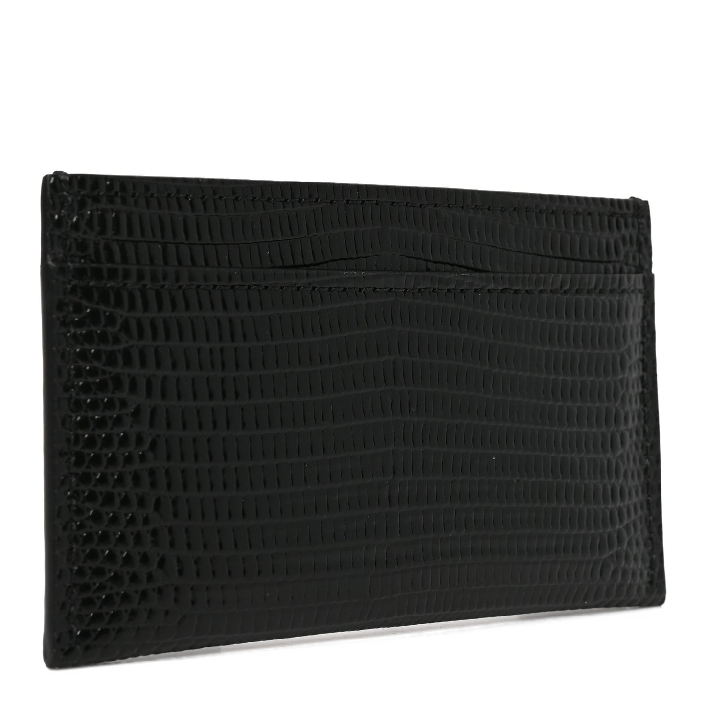 Lizard Embossed Card Holder Black