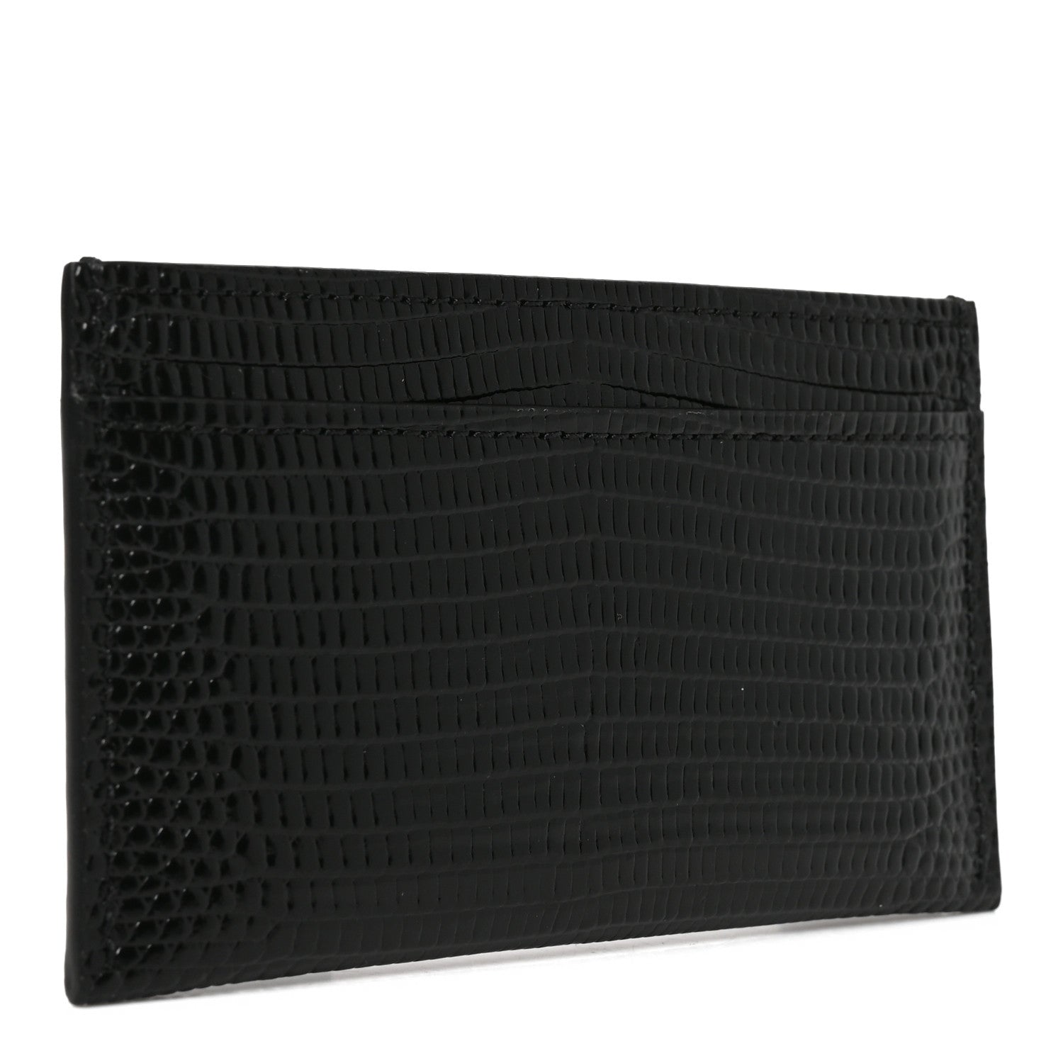 Chanel Lizard Embossed Card Holder Black 3 of 8