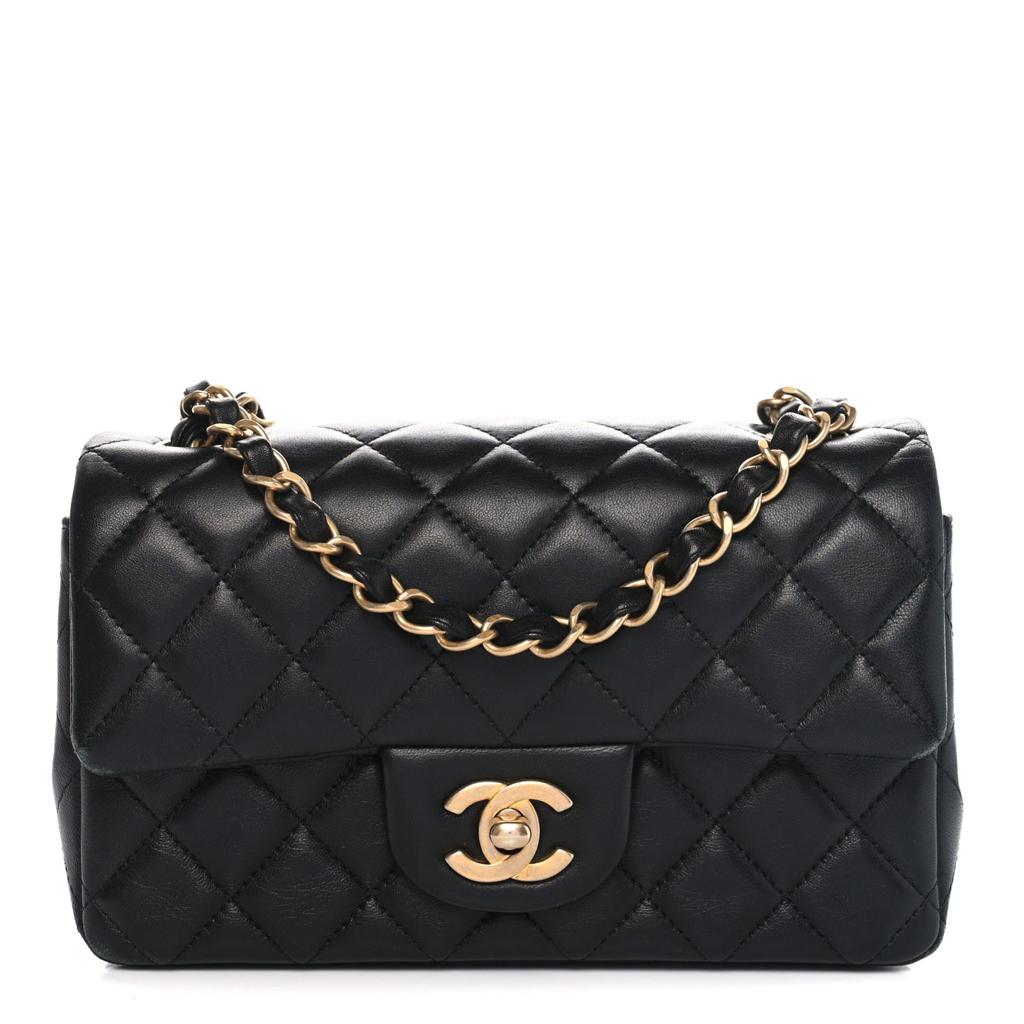 Lambskin Quilted Mini Rectangular Flap Black