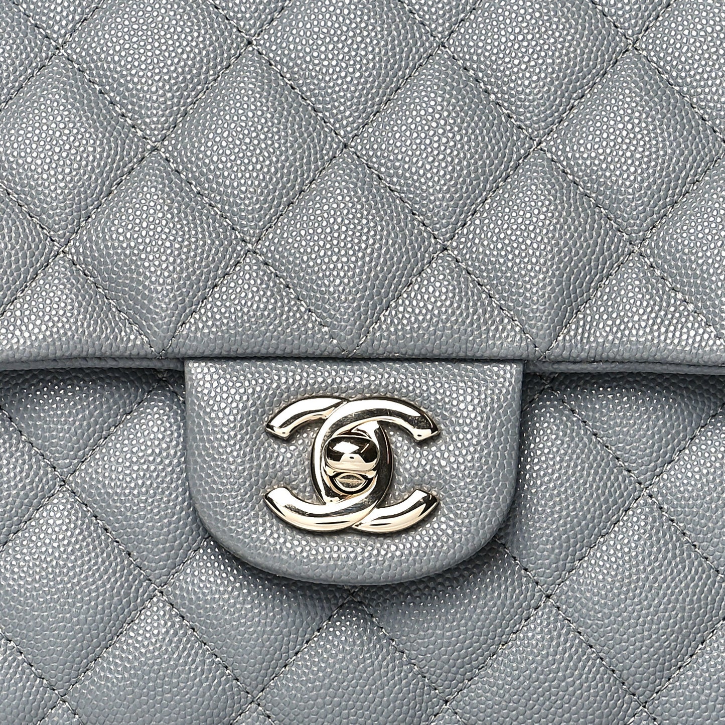 Caviar Quilted Flap Clutch Grey