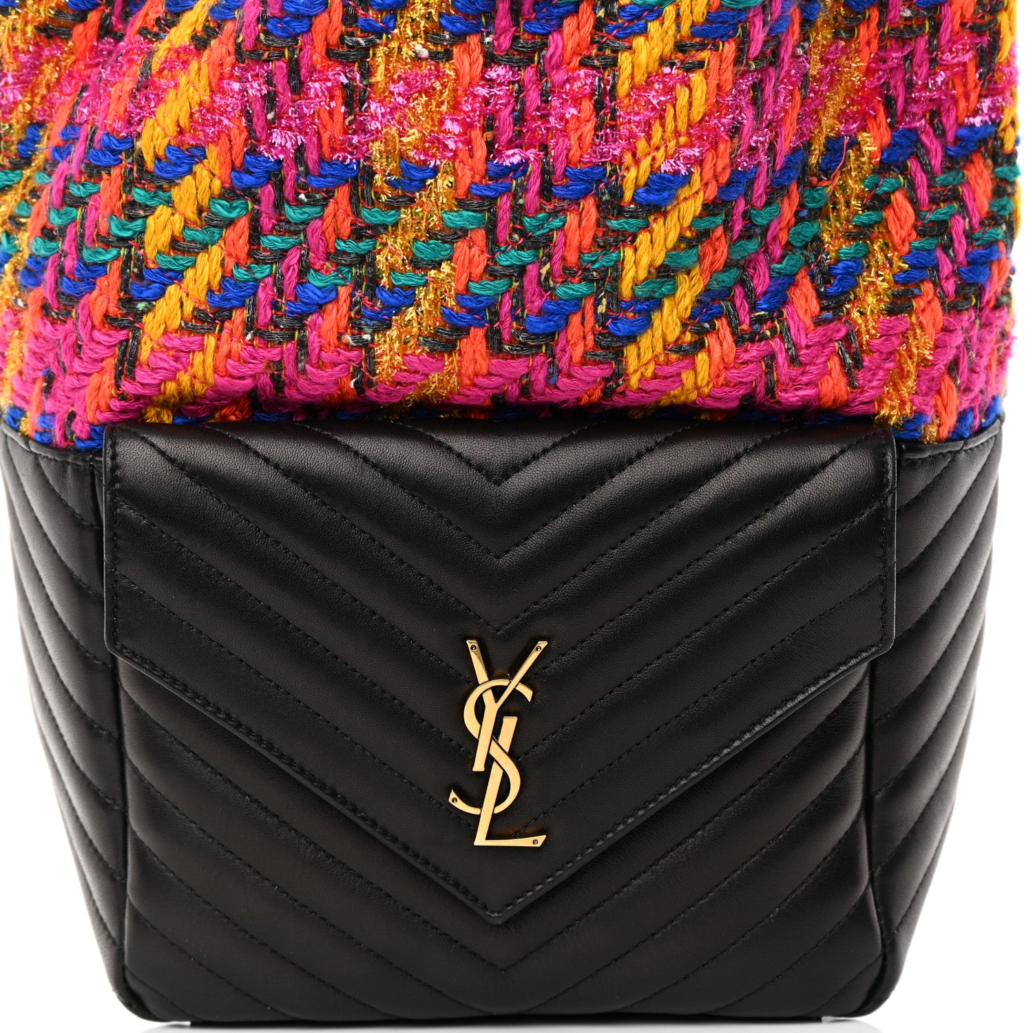 Saint Laurent Tweed Lambskin Matelasse Monogram Joe Backpack Black Rosso Multicolor 8 of 10