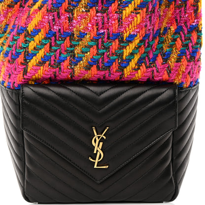 Saint Laurent Tweed Lambskin Matelasse Monogram Joe Backpack Black Rosso Multicolor 8 of 10