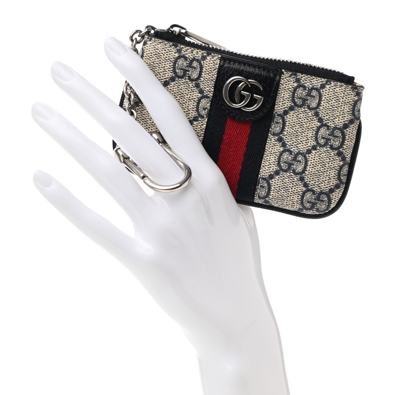Gucci GG Supreme Monogram Web Ophidia Key Case Beige Blue 2 of 7