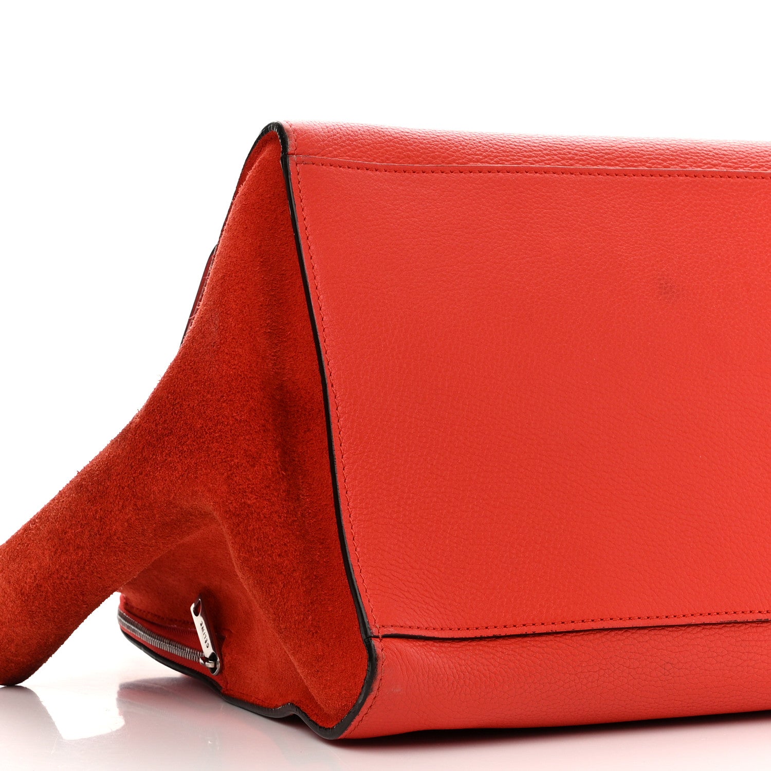 Celine Drummed Calfskin Suede Double Zip Trapeze Vermillion 10 of 19