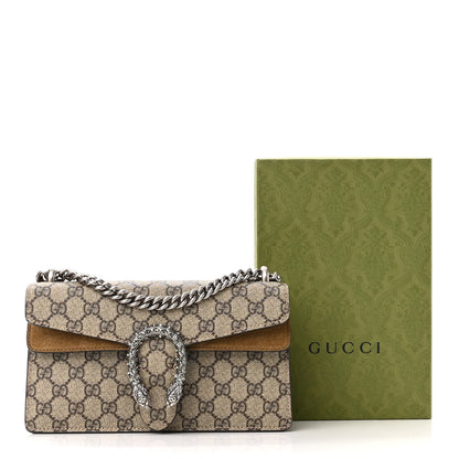 Gucci GG Supreme Monogram Suede Crystal Small Dionysus Shoulder Bag Beige Ebony Taupe 11 of 11