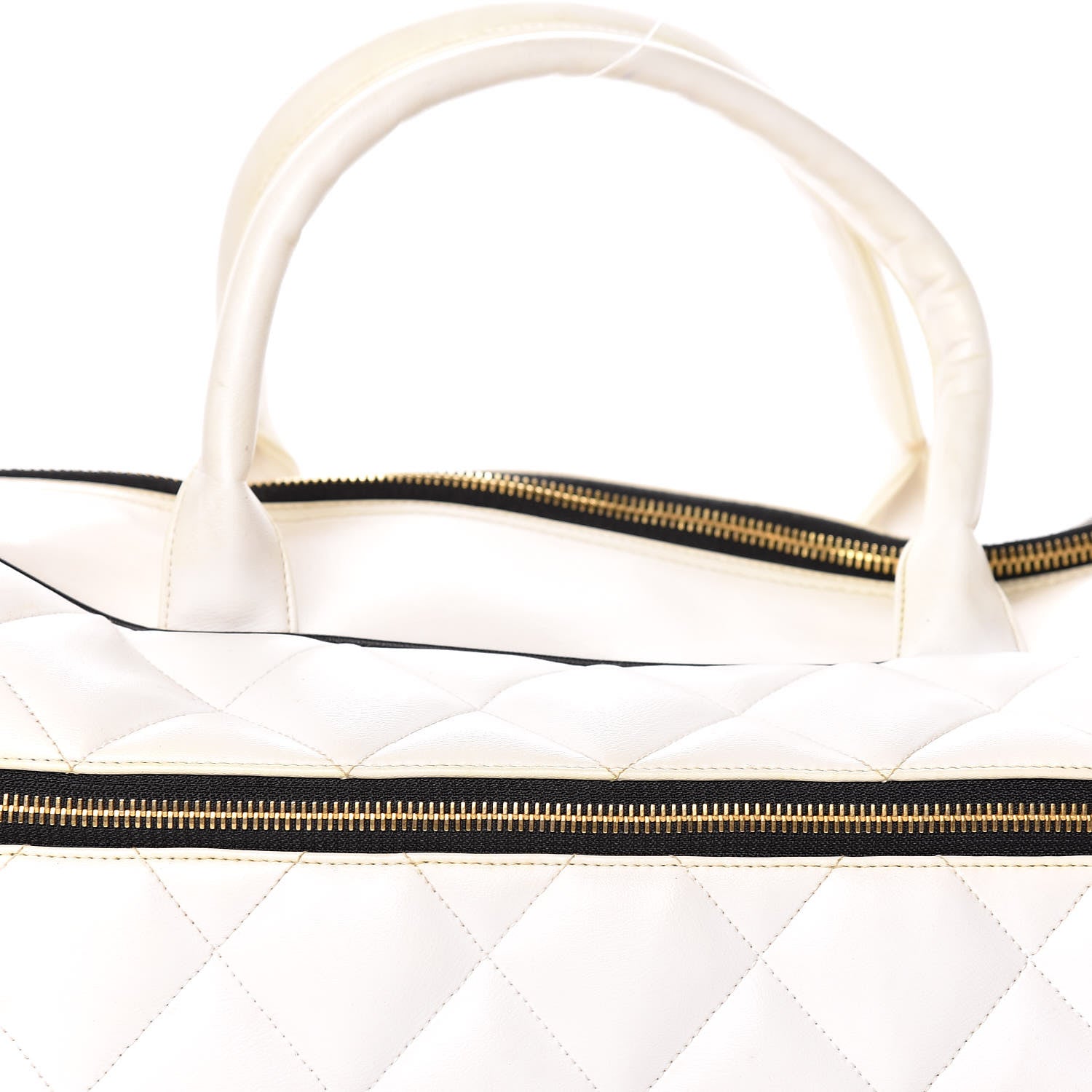Chanel Calfskin Quilted Large Bowler White 3 of 13