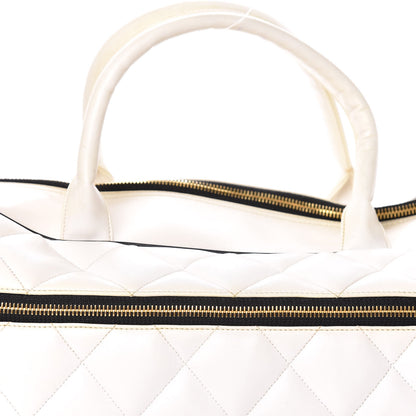 Chanel Calfskin Quilted Large Bowler White 3 of 13
