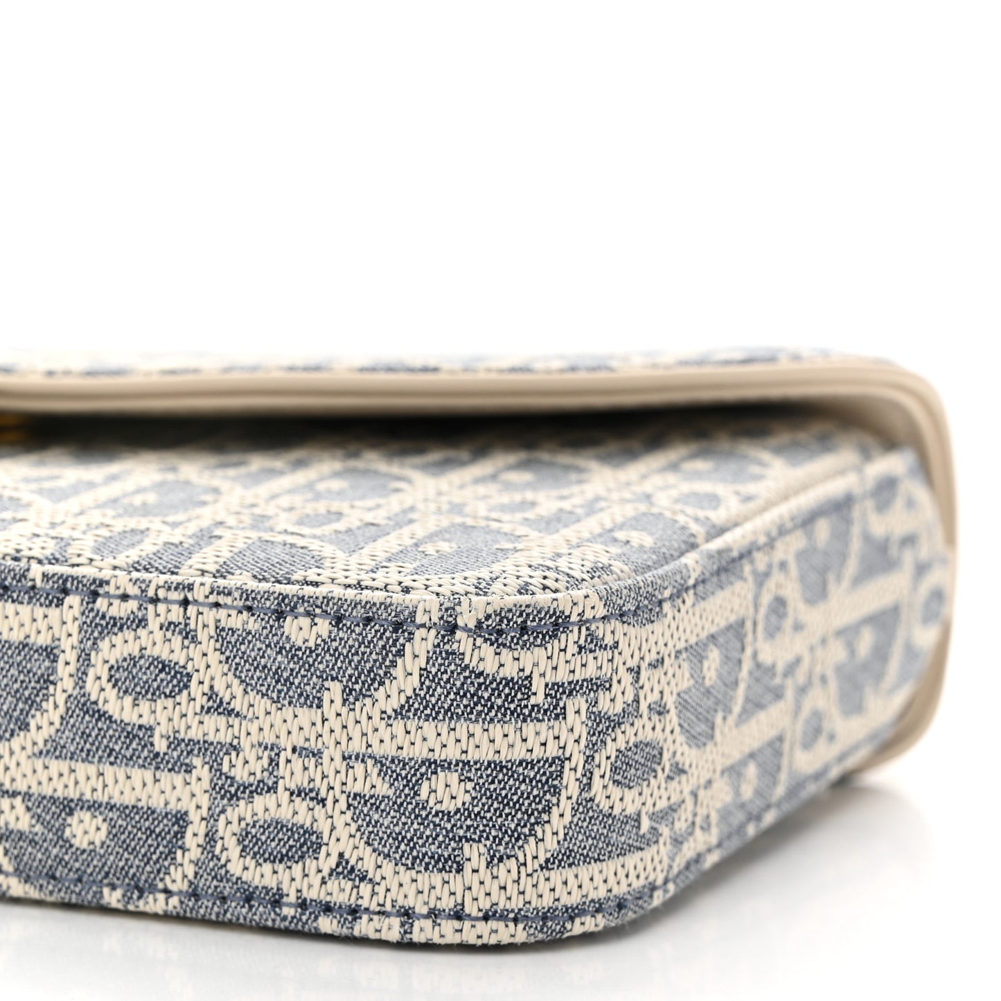 Chambray Oblique Pouch With Strap Blue Light Biscuit Blue Light Biscuit